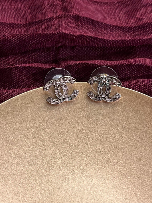 Chanel 2013 Vintage Openwork CC Gold Stud Earrings