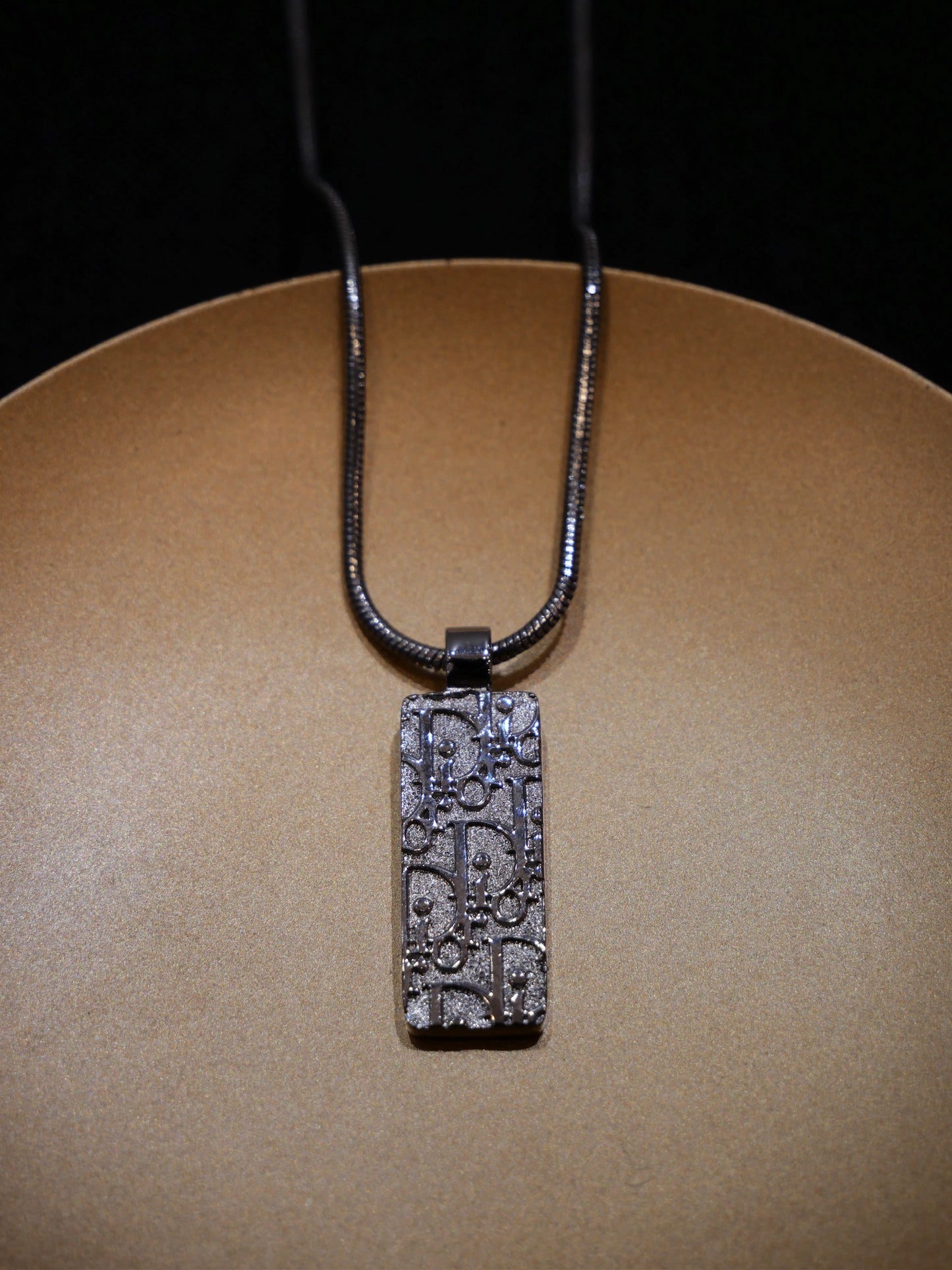 Vintage Dior John Galliano Era Reversible Logo Pendant Necklace