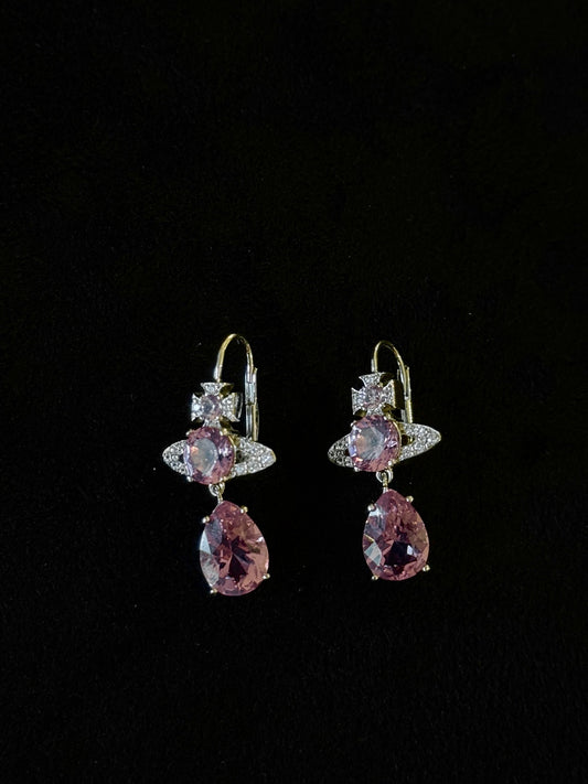 Vivienne Westwood Pink Crystal Orb Drop Earrings