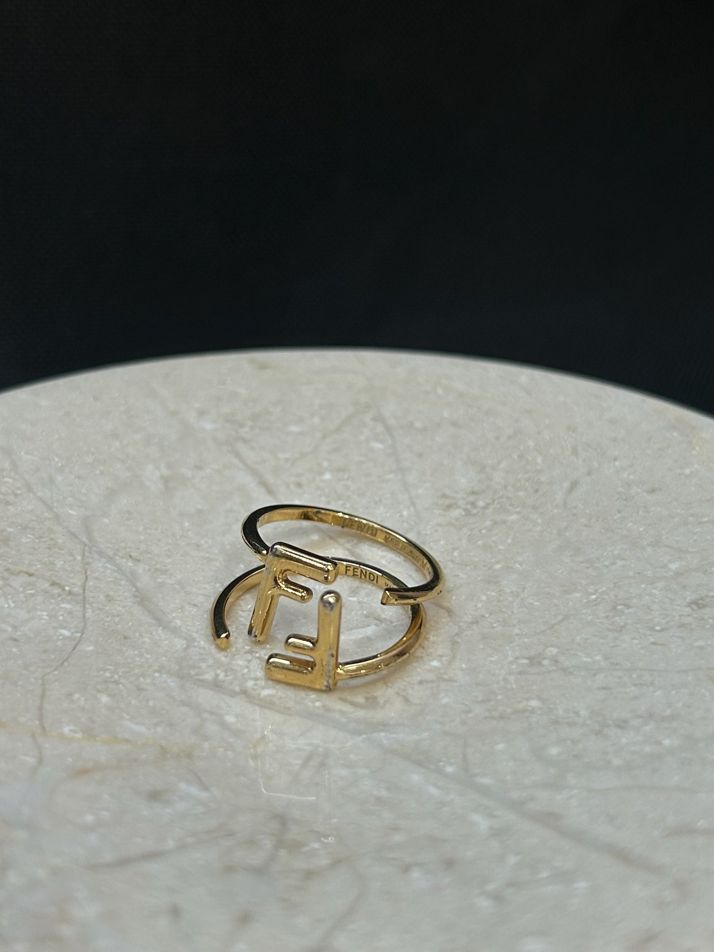Fendi FF Gold-Tone Adjustable Ring Set