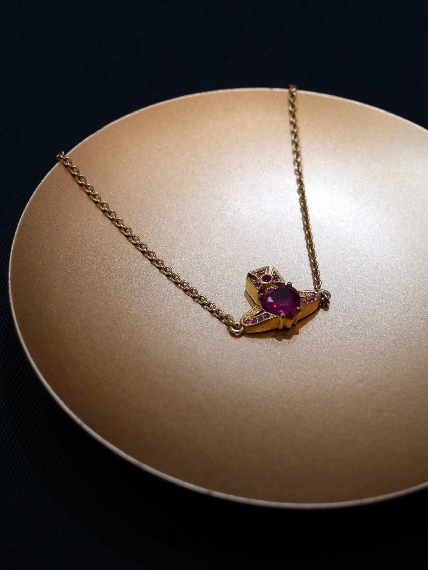 Vintage Vivienne Westwood Ruby-Tone Gemstone Orb Necklace