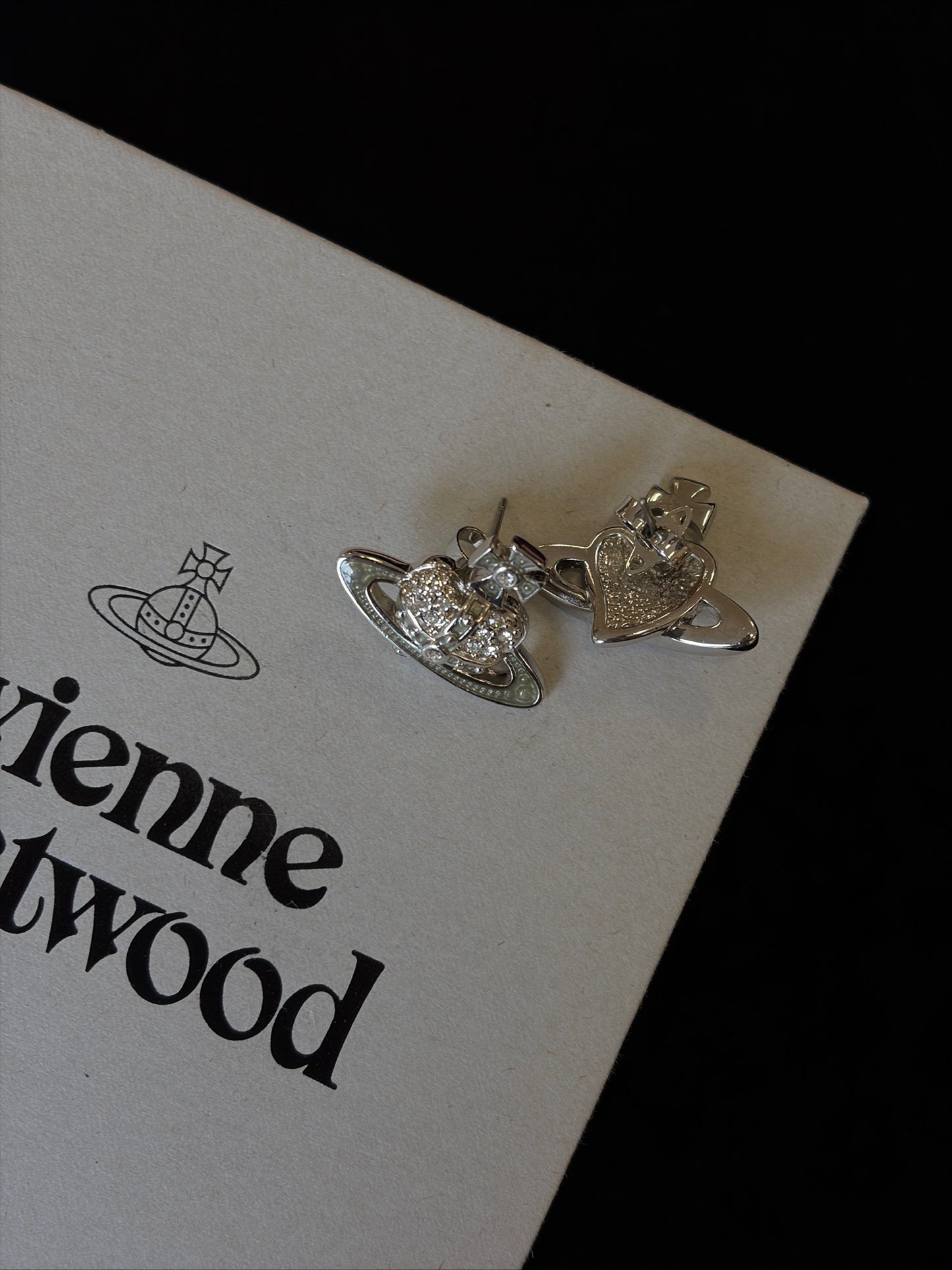 Vivienne Westwood Crystal Orb Stud Earrings – Silver Tone