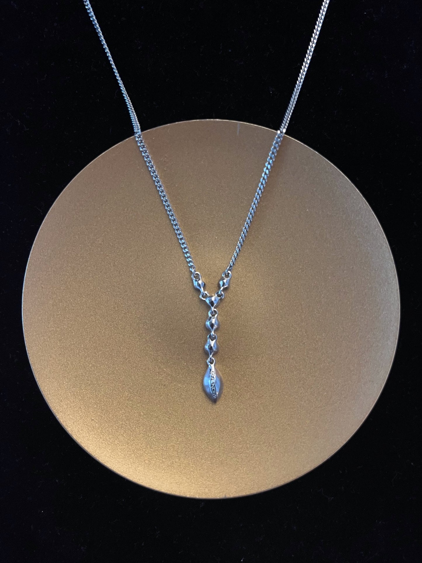 Vintage Givenchy Lavender Crystal Drop Necklace – Silver Tone