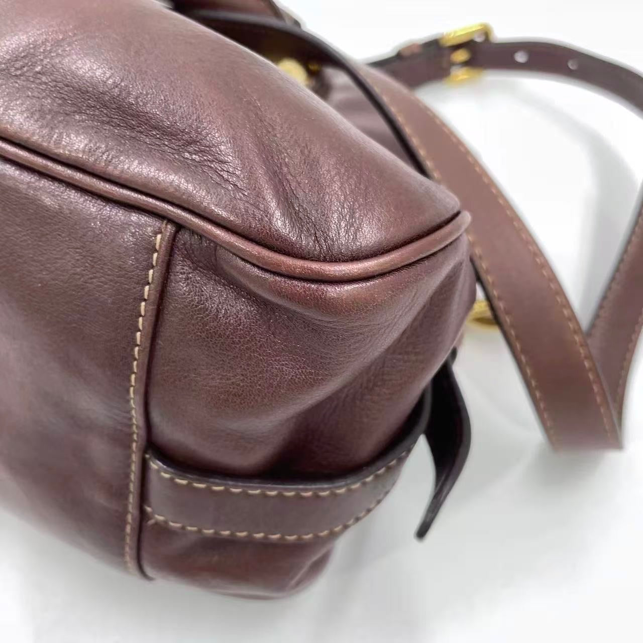 Prada Leather Top Handle Satchel – Dark Brown