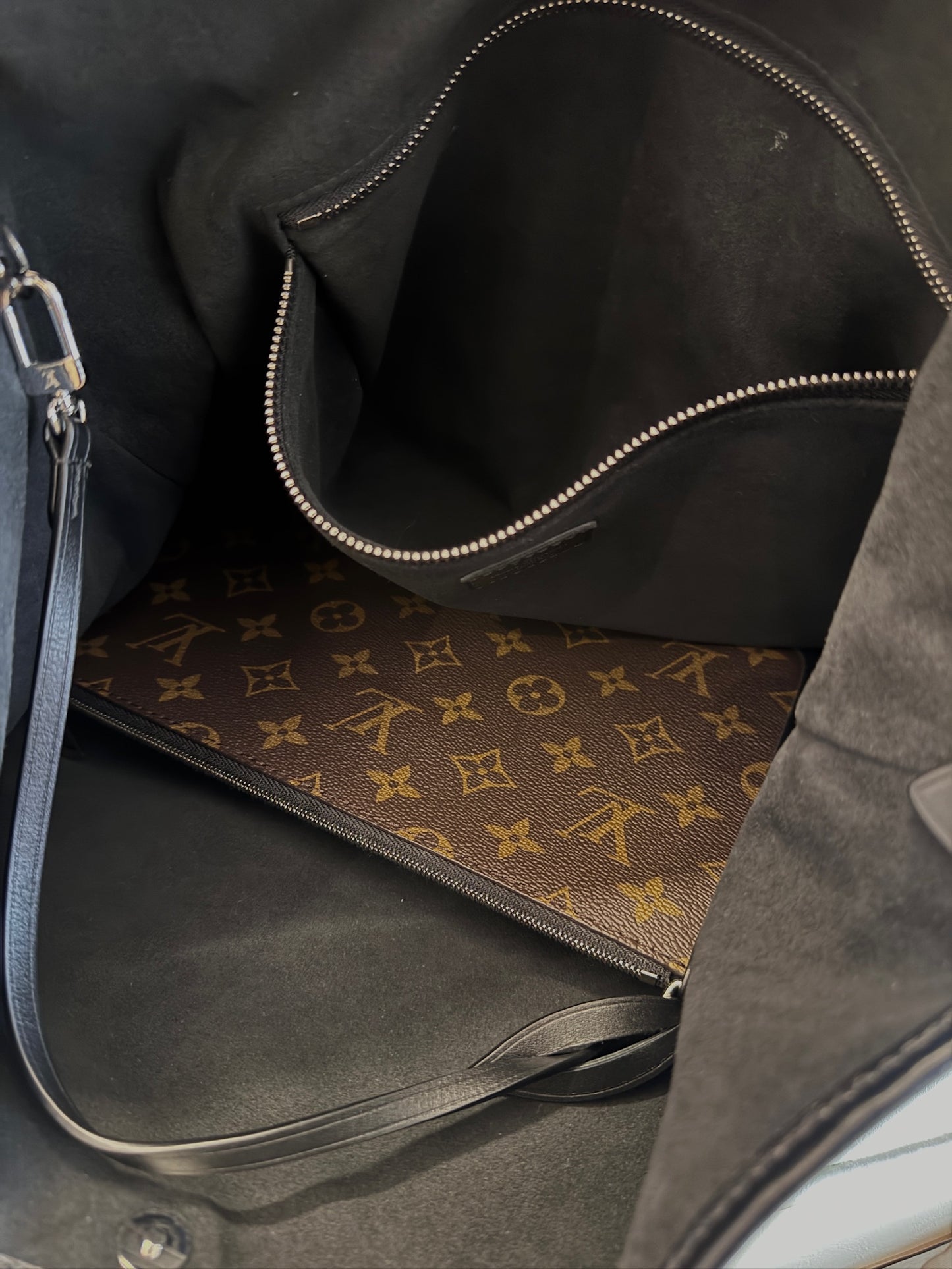 Louis Vuitton CarryAll Black Leather Shoulder Bag