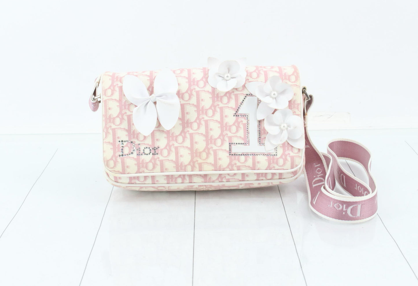 Christian Dior Pink Trotter Floral Saddle Bag