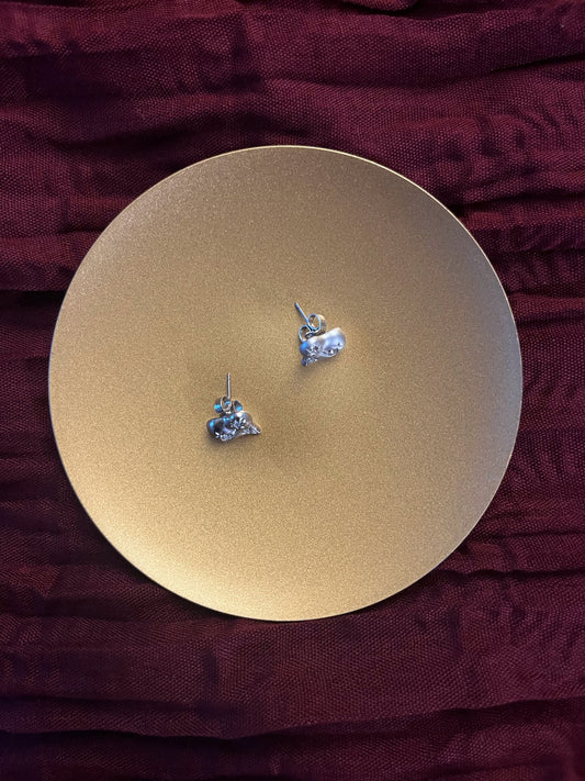 Vivienne Westwood Silver Cosmic Heart Crystal Stud Earrings