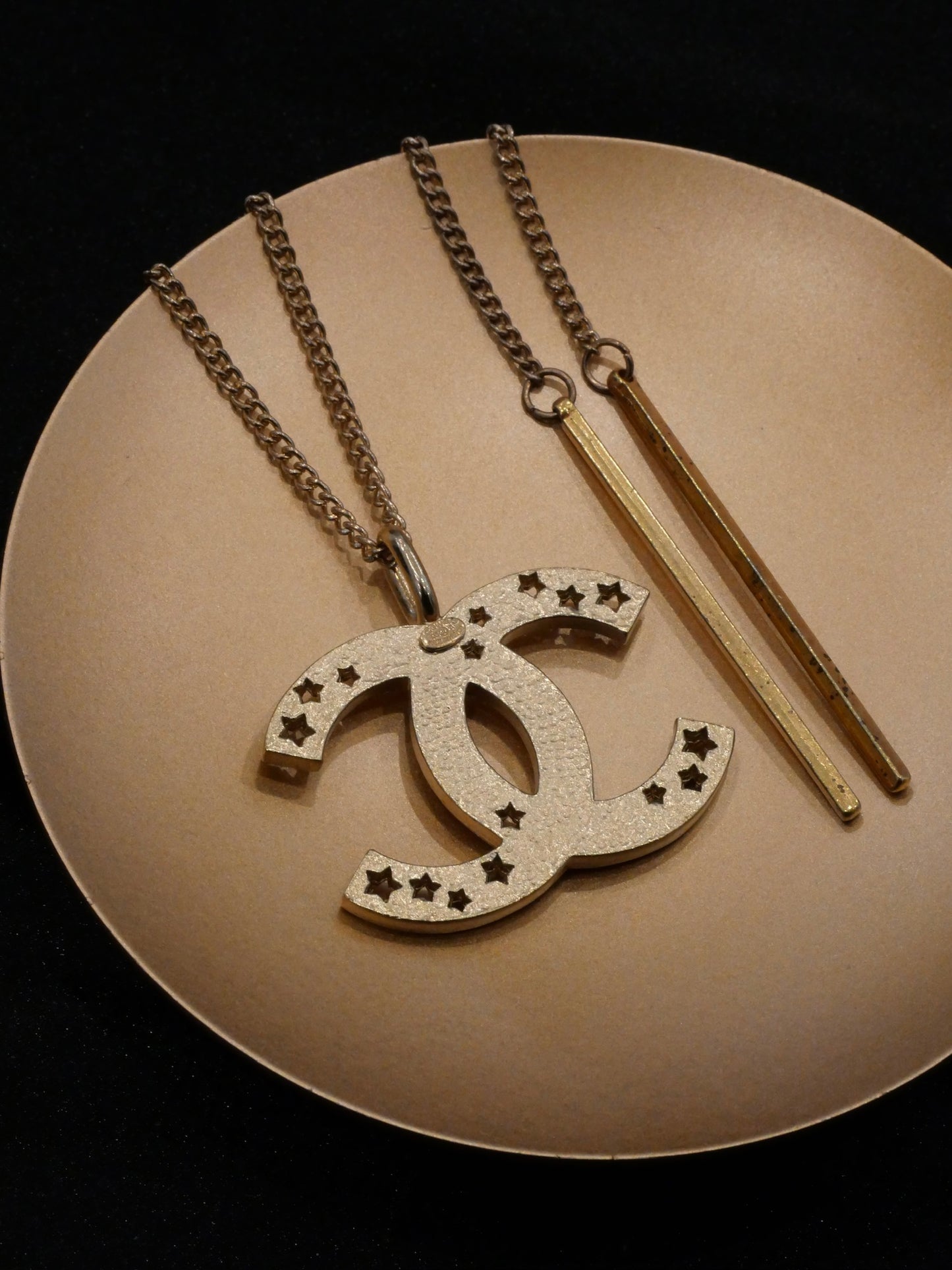 Chanel 2003 Vintage Gold CC Star Tassel Necklace