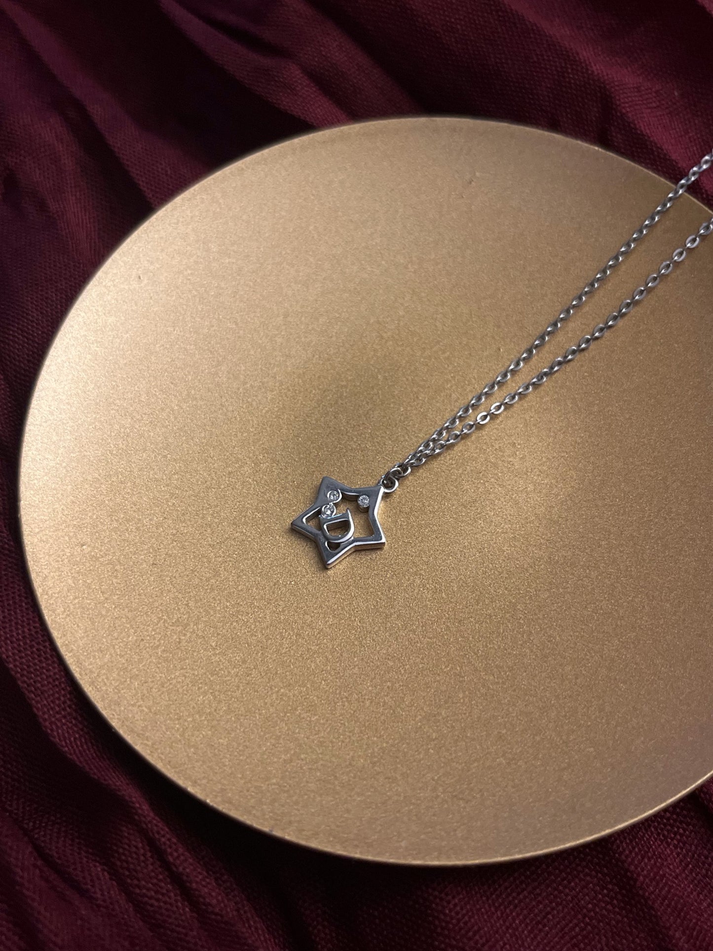 Vintage Dior Silver Openwork Star “D” Necklace