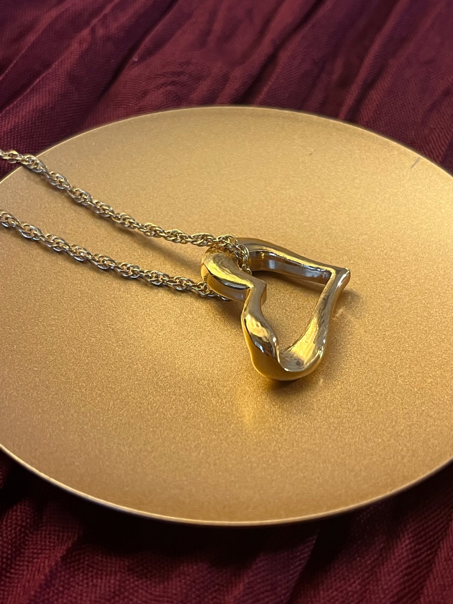 Vintage 1980s Givenchy Gold-Plated Diamond Heart Necklace