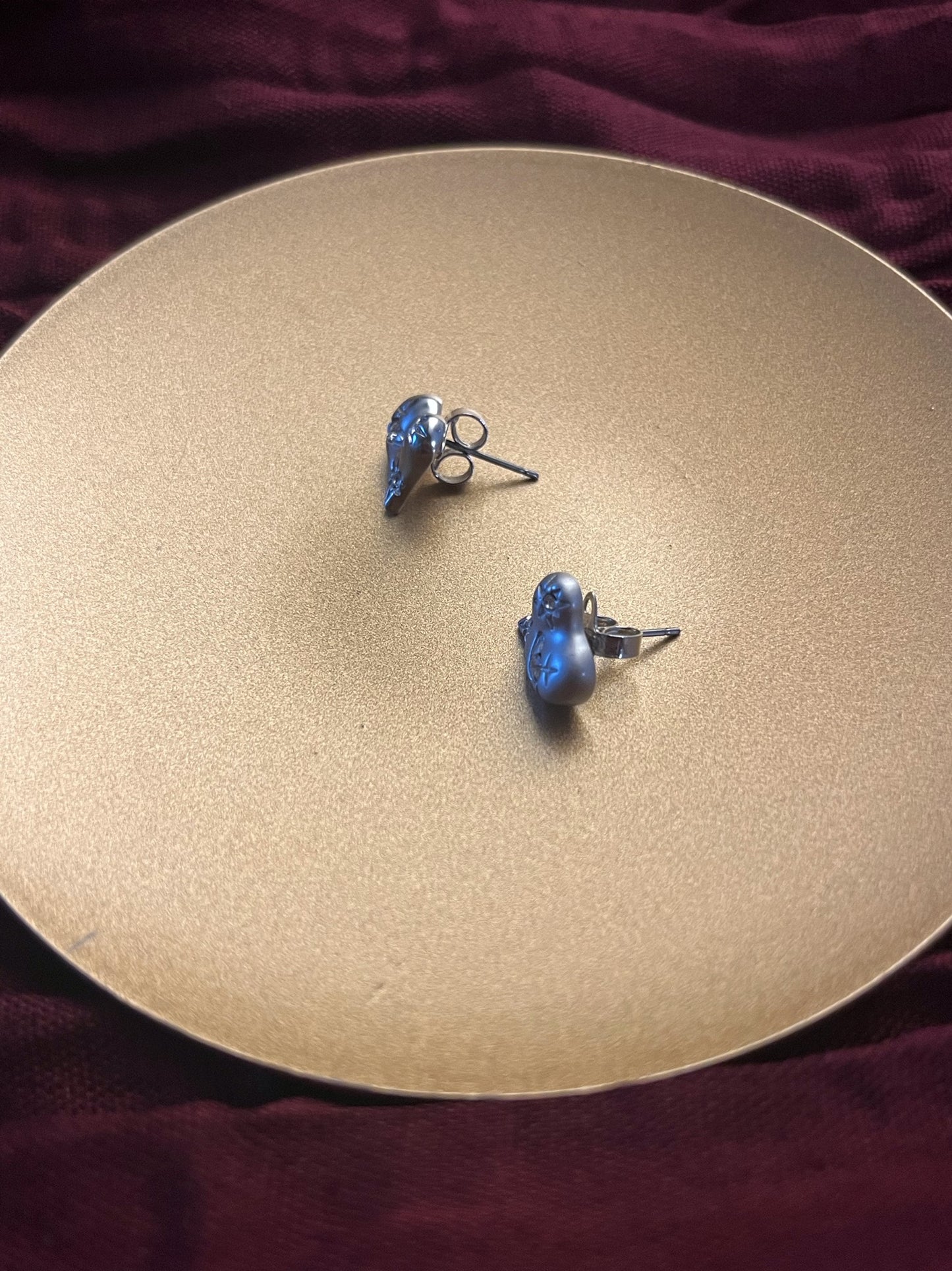 Vivienne Westwood Silver Cosmic Heart Crystal Stud Earrings