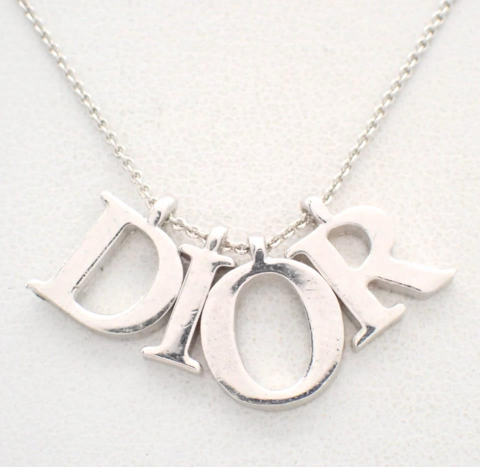 Vintage Dior Classic Silver Logo Necklace