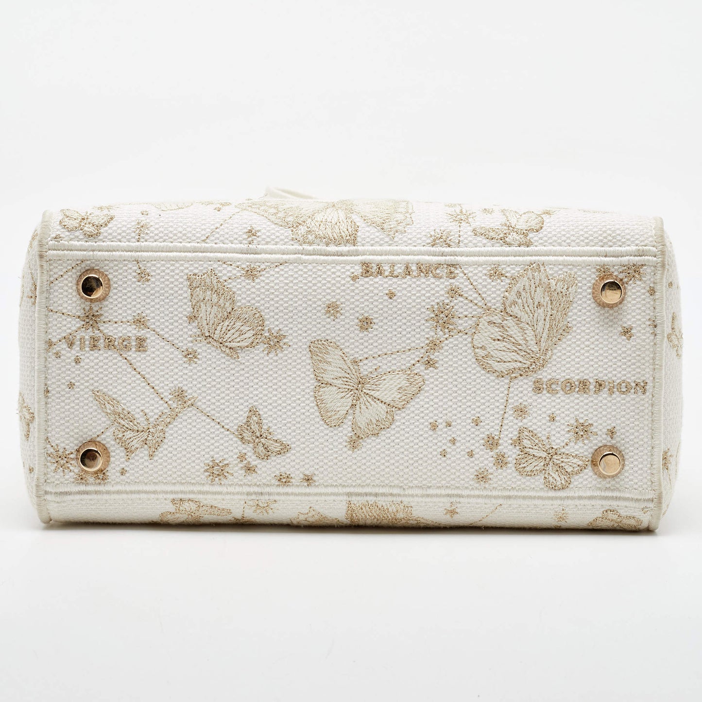Dior Christmas Edition White Embroidered Canvas Zodiac Small Lady D-Lite Bag