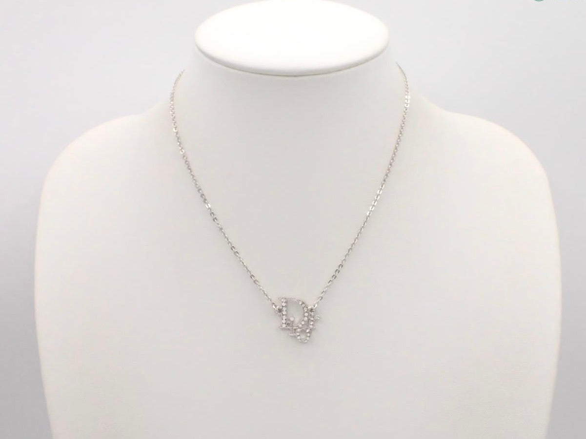 Vintage Dior Silver Crystal “D” Logo Choker