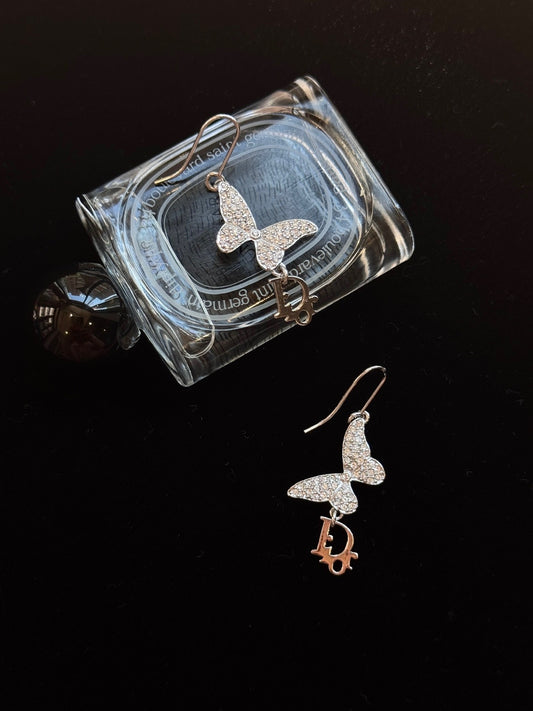 Vintage Dior Pavé Butterfly “D” Earrings