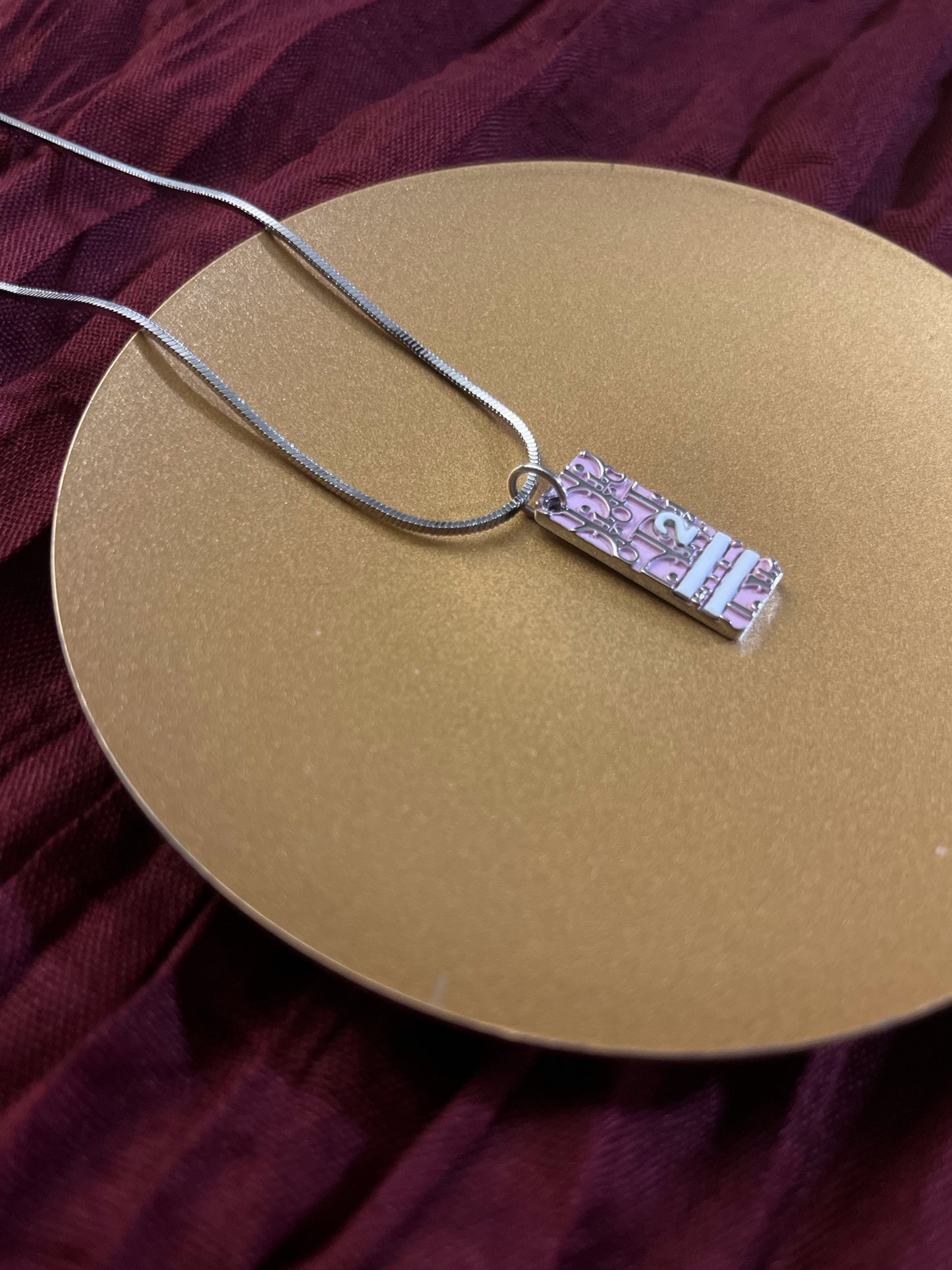 Vintage Dior Rasafari Collection Pink “No. 2” Sports Tag Necklace