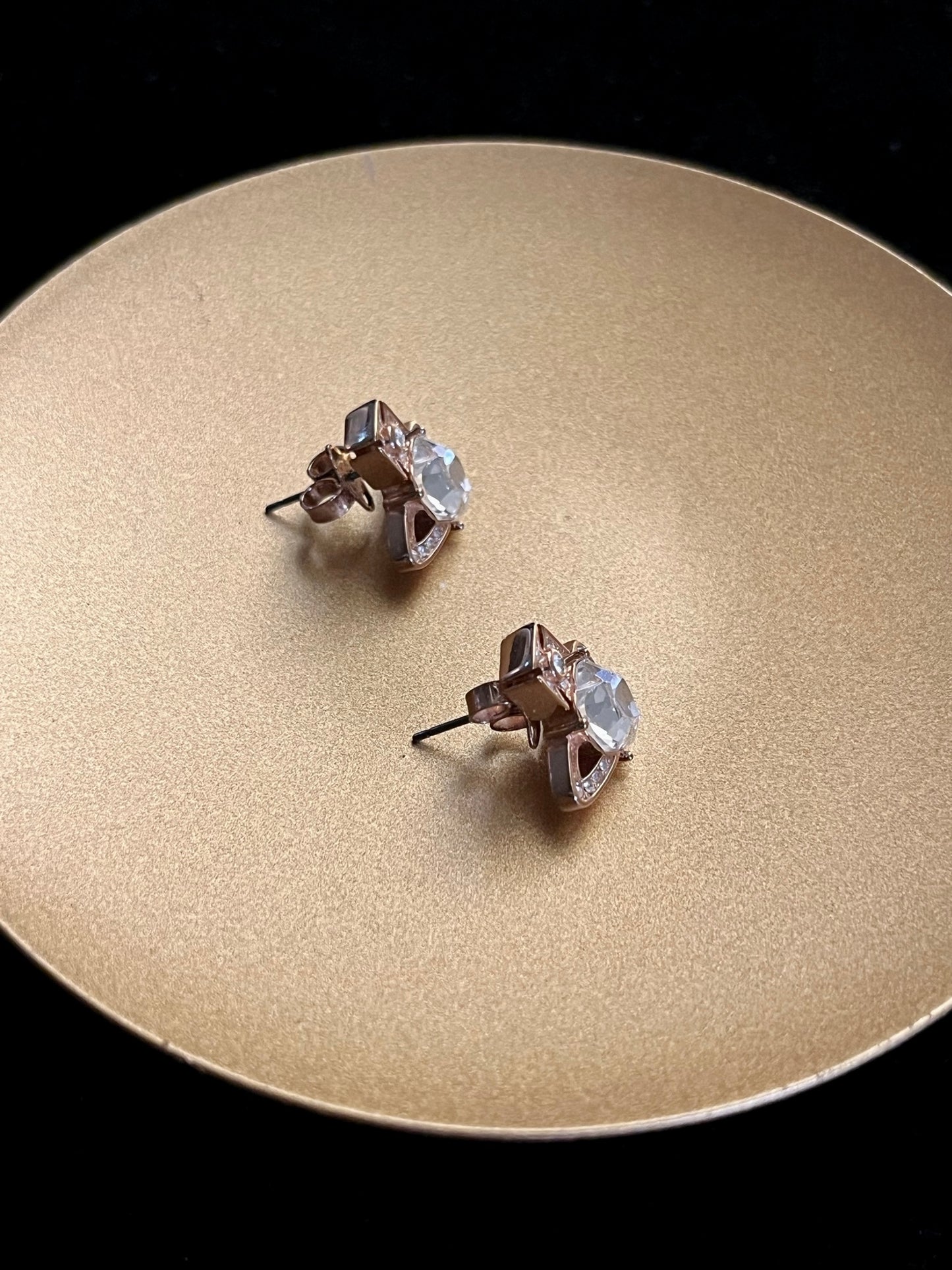 Vintage Vivienne Westwood Crystal Heart Orb Stud Earrings – Rose Gold Tone