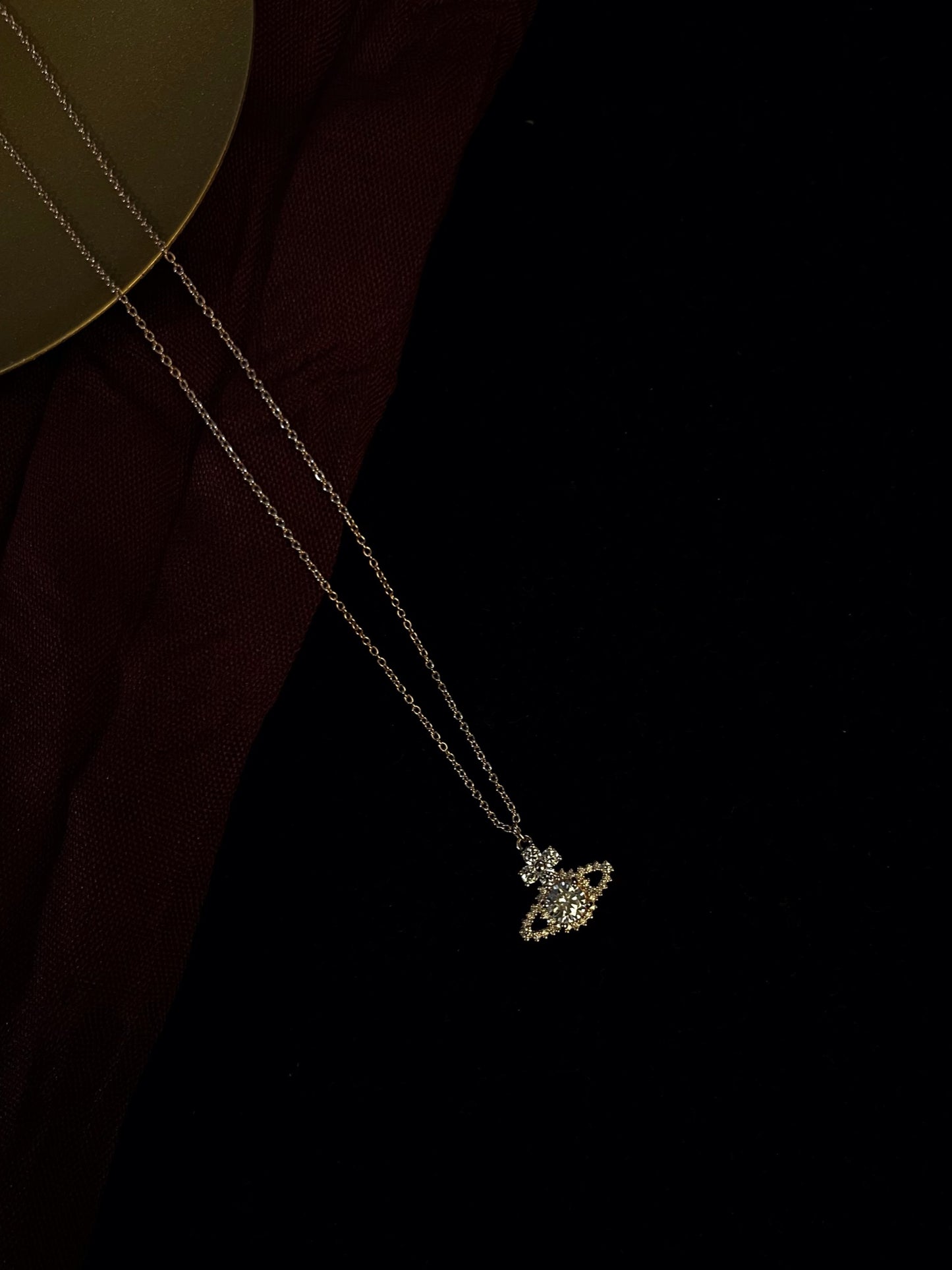 Vintage Vivienne Westwood Rose Gold-Tone Pavé Orb Necklace