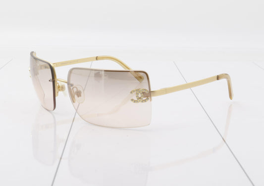 Chanel Y2K Vintage Gold-Tone CC Rimless Sunglasses