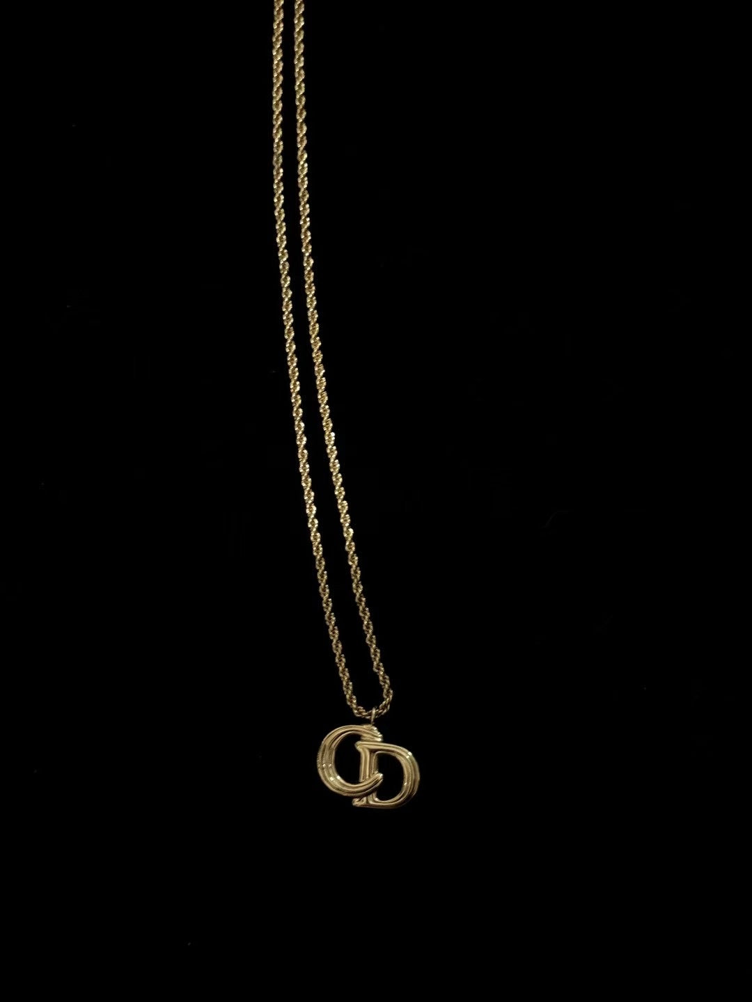 Dior Vintage Gold Interlocking “CD” Pendant Necklace