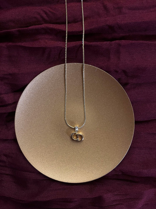 Vintage Dior Gold-Tone CD Logo Pendant Necklace