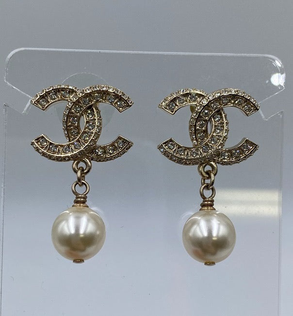 Chanel 2023 Classic Pearl Drop CC Earrings