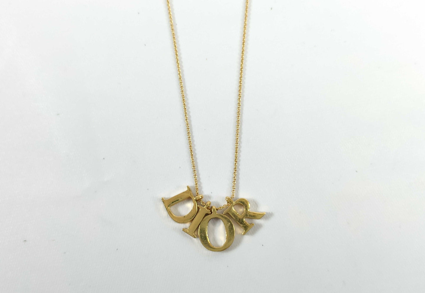 Vintage Dior Logo Letter Necklace – Gold Tone