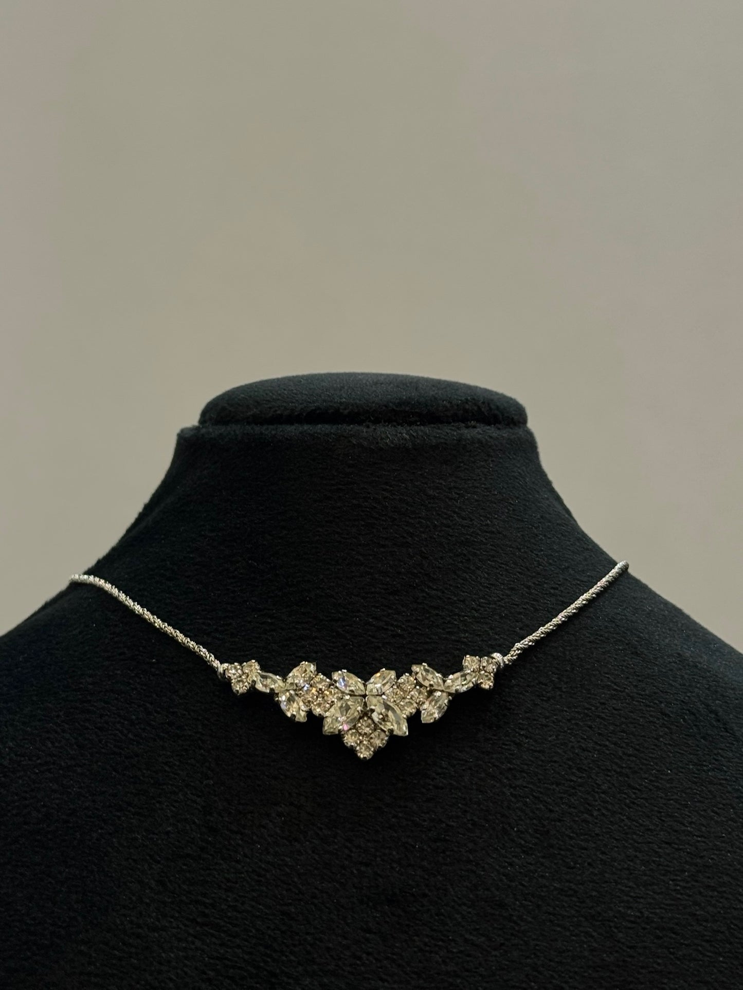 Vintage Dior Silver Rhinestone Choker Necklace