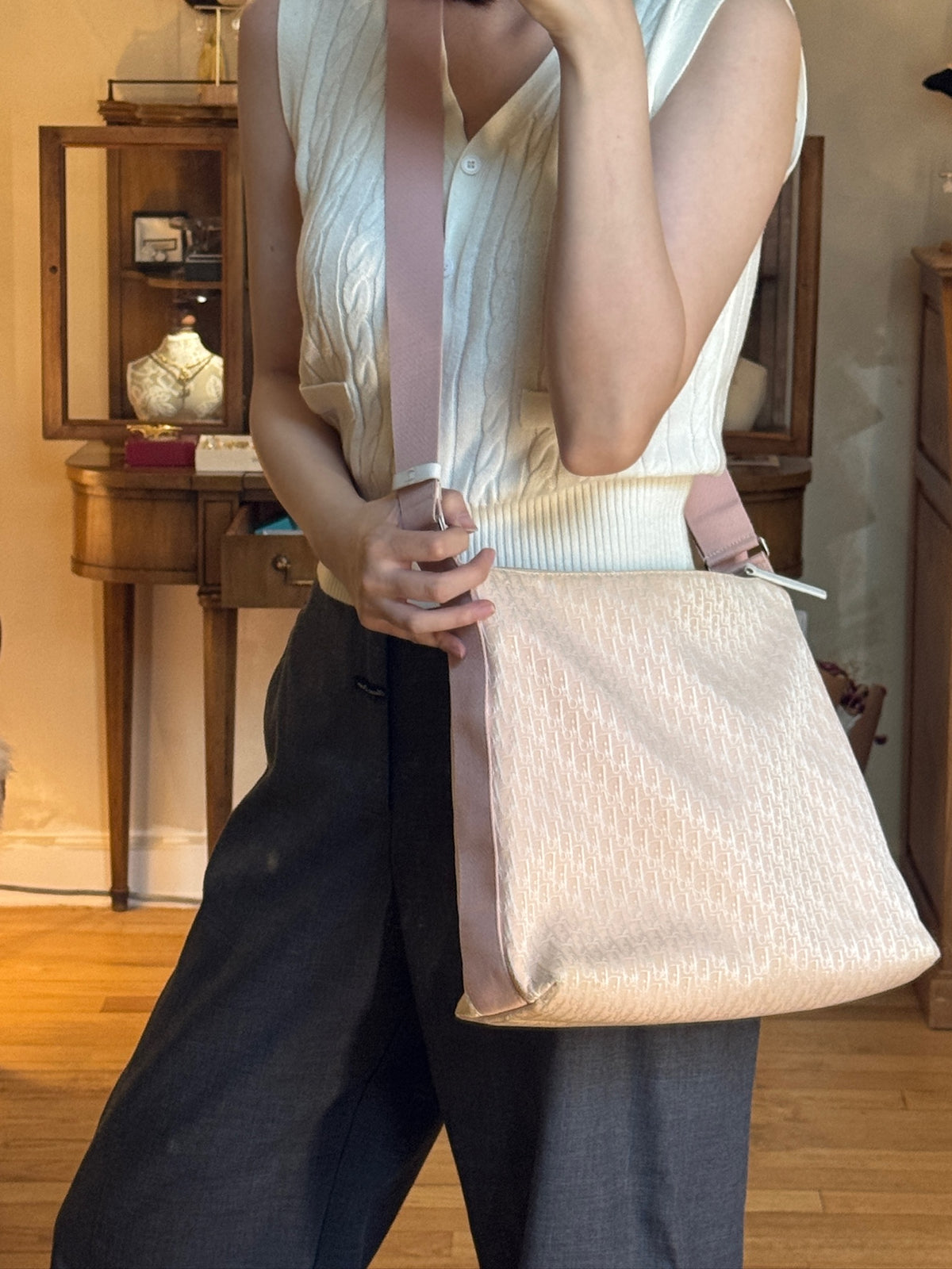 Dior Trotter Oblique Pink Canvas Shoulder Bag