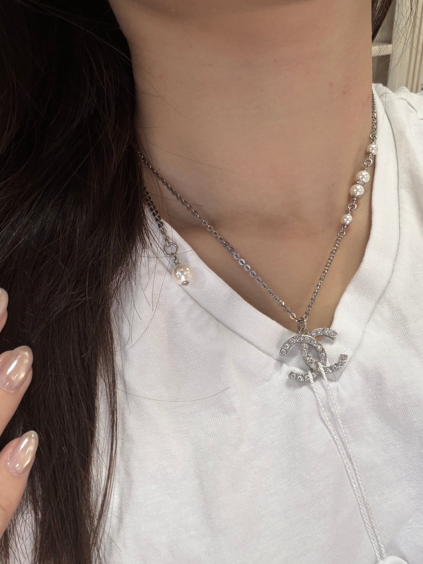 Chanel 2020 Stars Pearls Silver Adjustable Long Necklace
