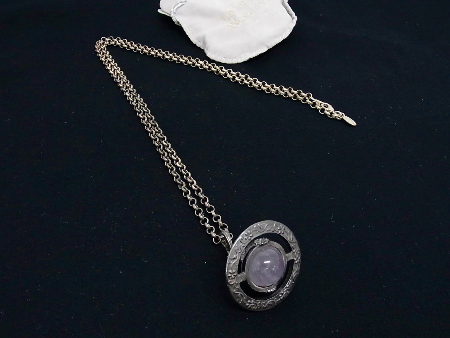 Vintage Vivienne Westwood Amethyst Orb Pendant Necklace – Antique Silver Tone