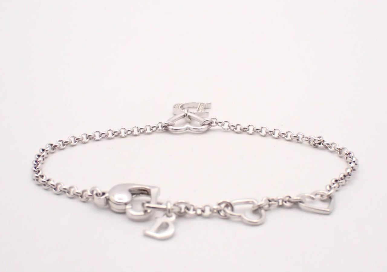 Vintage Dior Crystal “D” Heart Link Bracelet