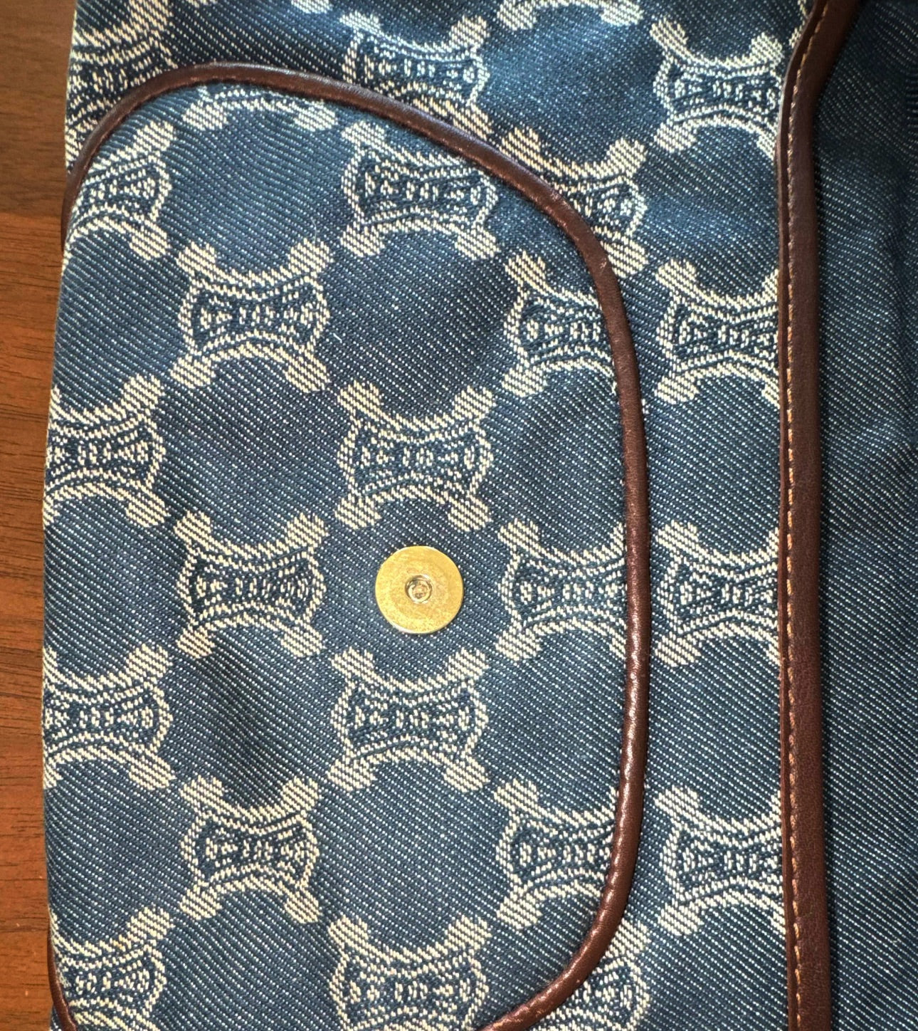 Celine Vintage Macadam Denim Shoulder Bag