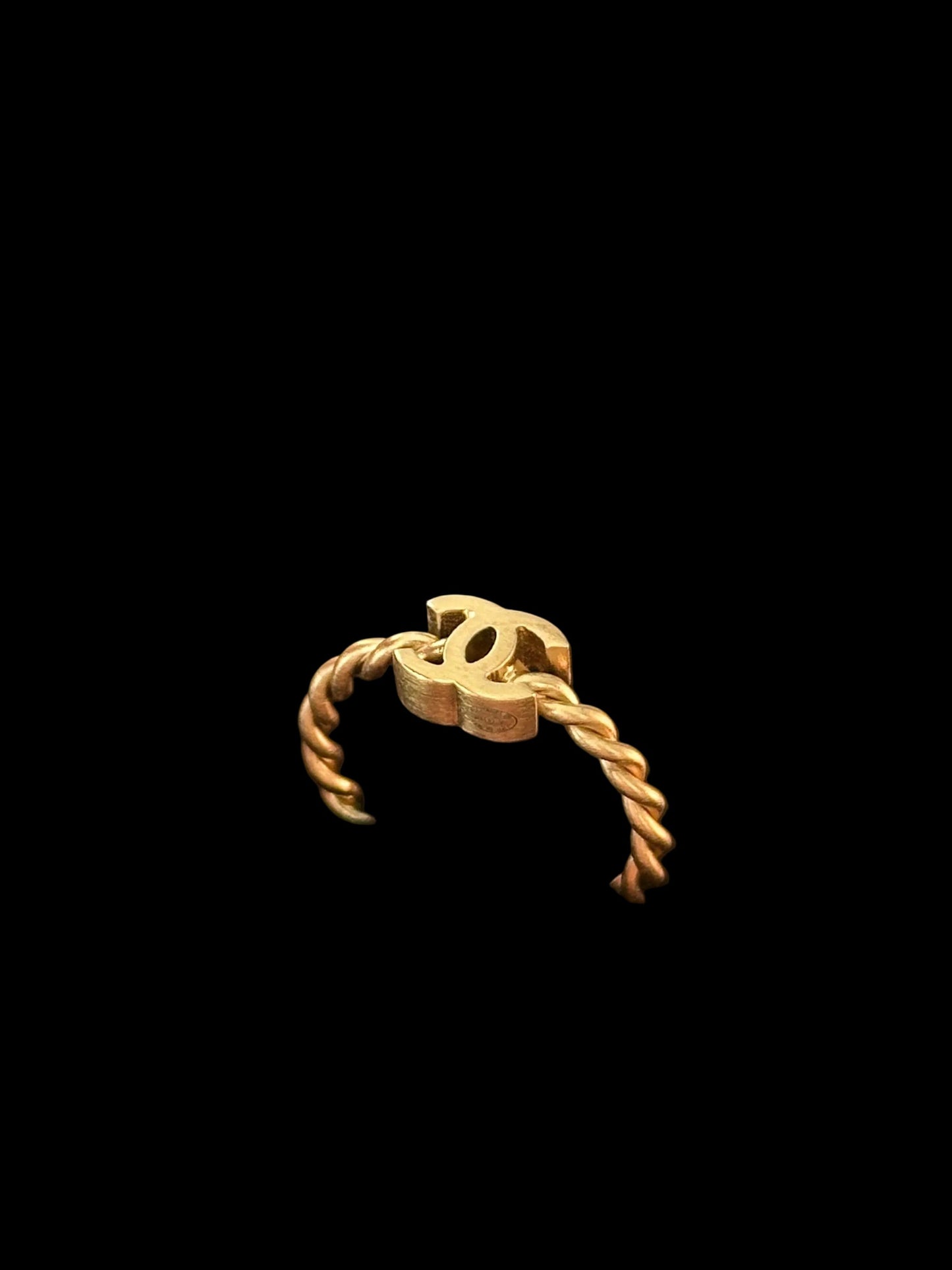 Chanel 2015 "Gilded Bloom" CC Logo & Camellia Twisted Band Ring Set
