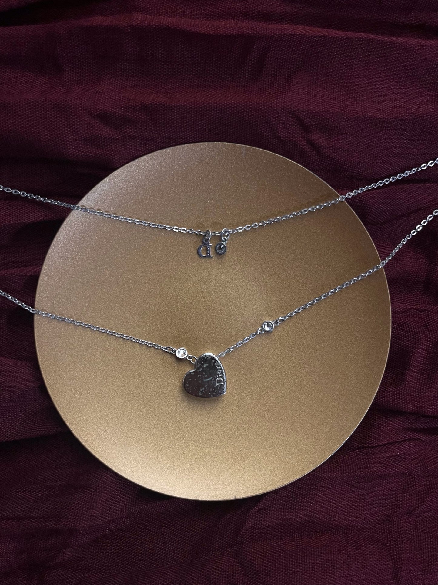 Vintage Dior Double-Layer Open Heart Necklace