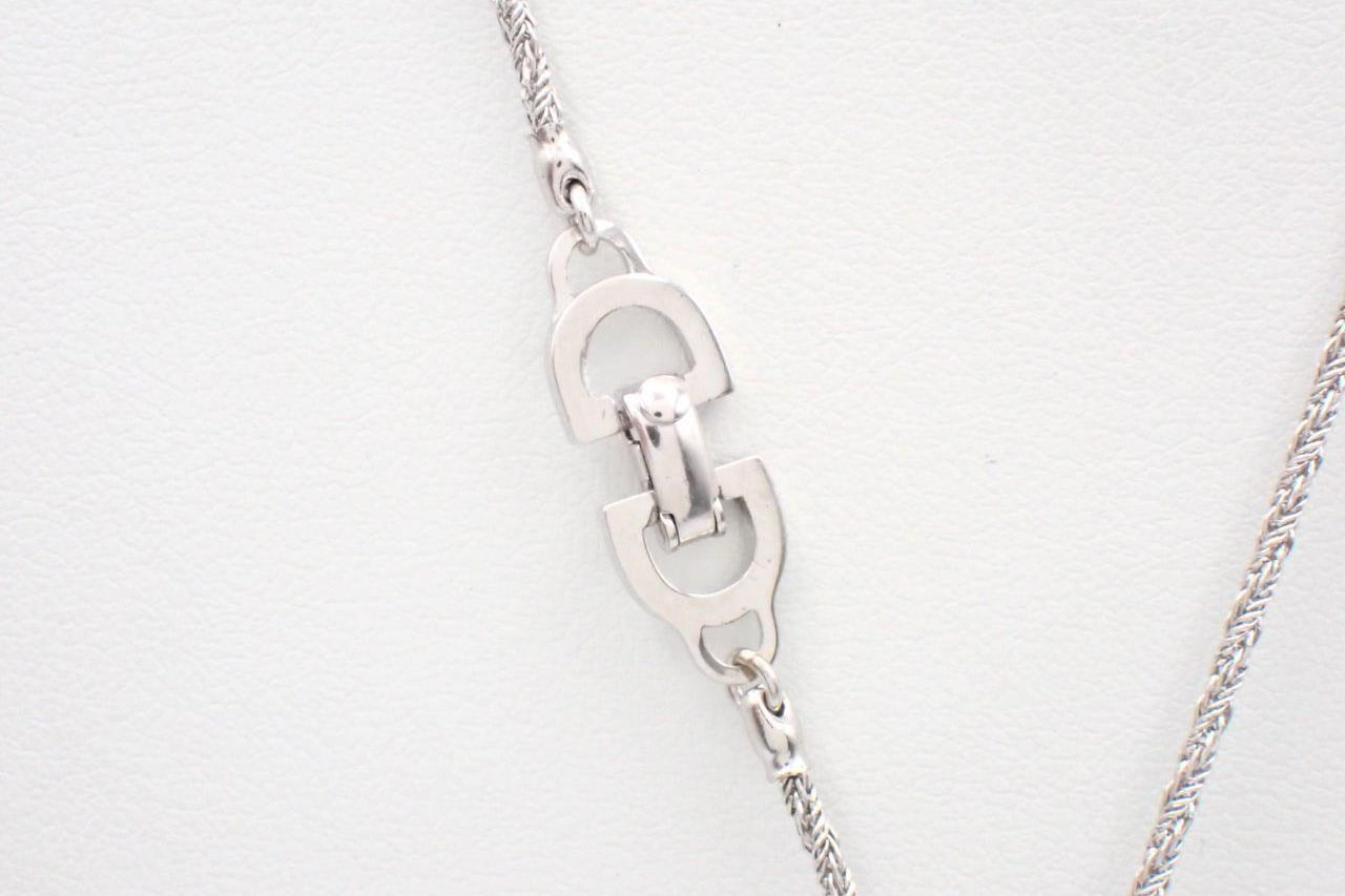 Vintage Dior Black Tag Pendant Necklace – Silver Tone