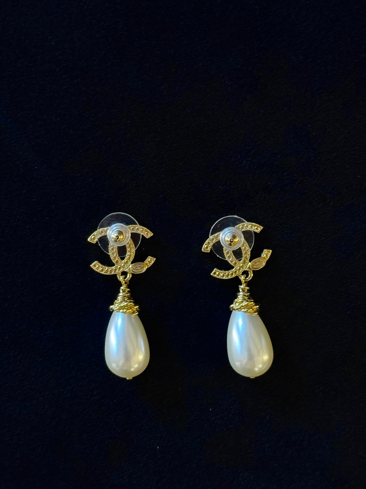 Chanel 2020 Crystal CC Pearl Drop Earrings