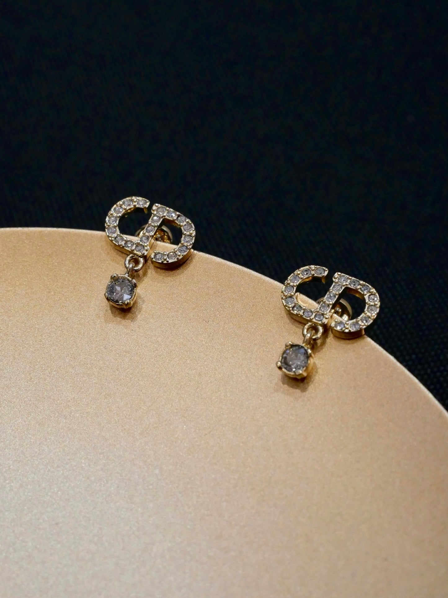 Dior Vintage Crystal CD Logo Drop Earrings