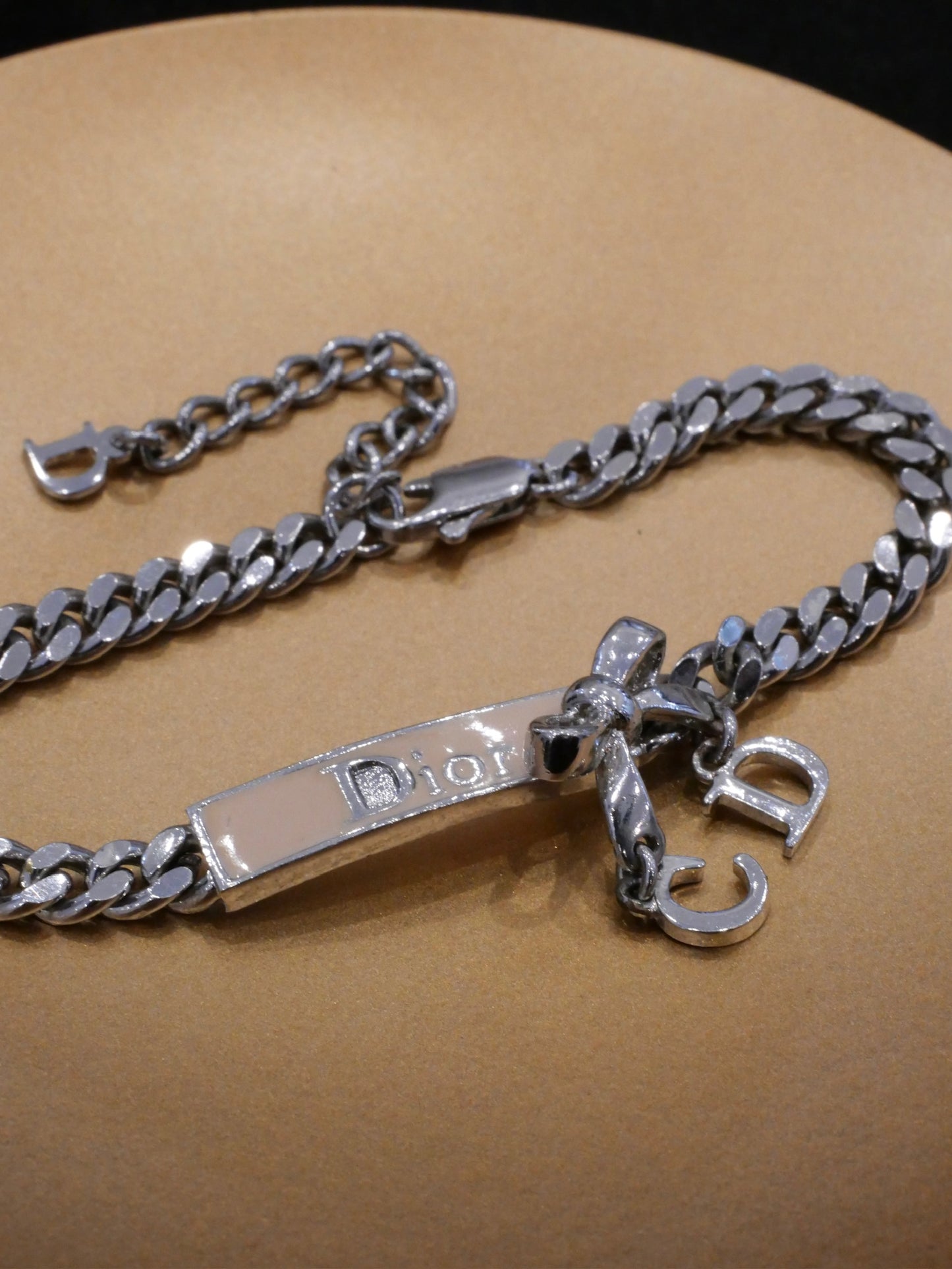 Dior Vintage Silver Logo ID Bracelet with CD Charms