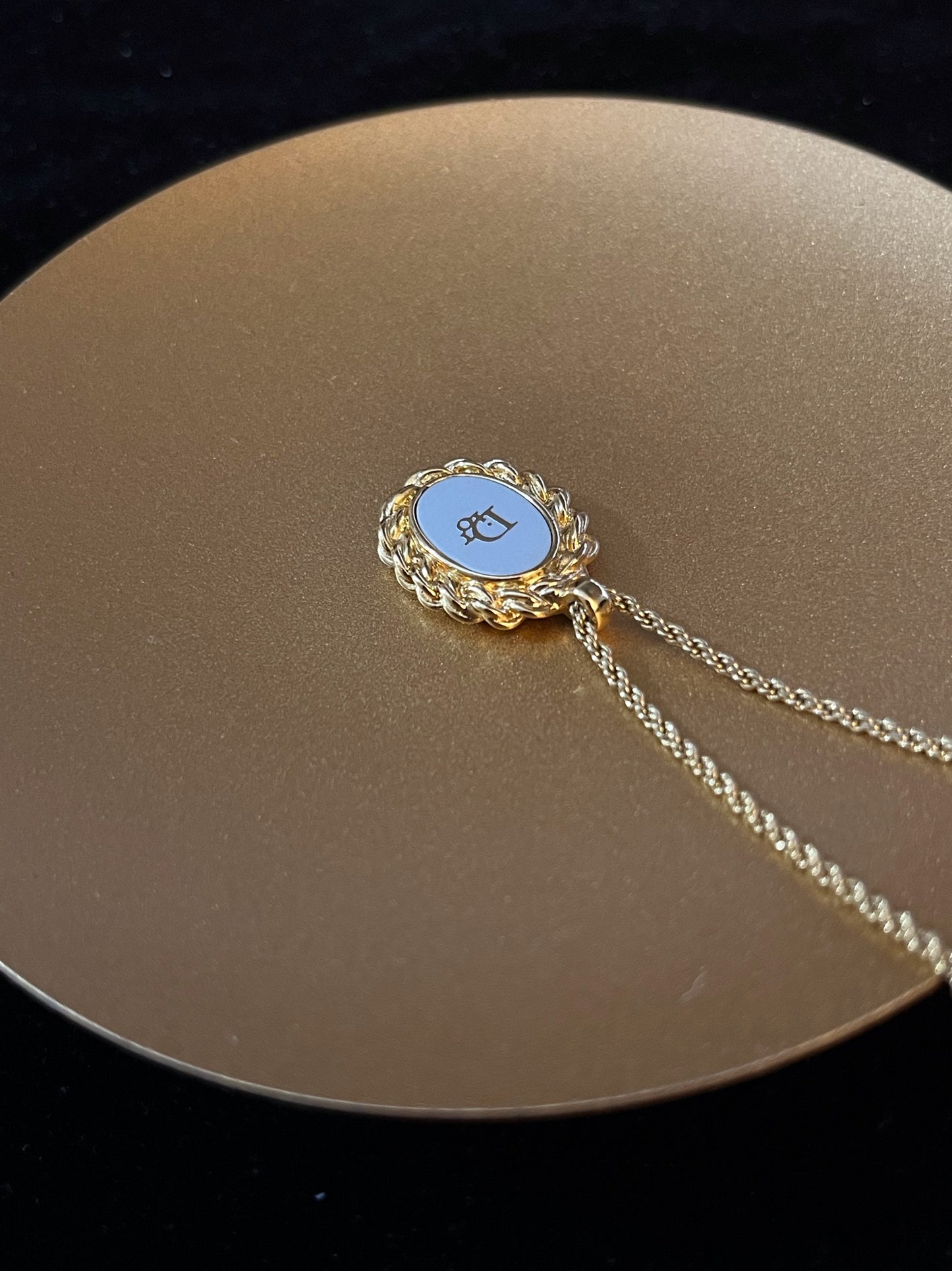 Vintage 1990s Dior Oval Logo Pendant Necklace