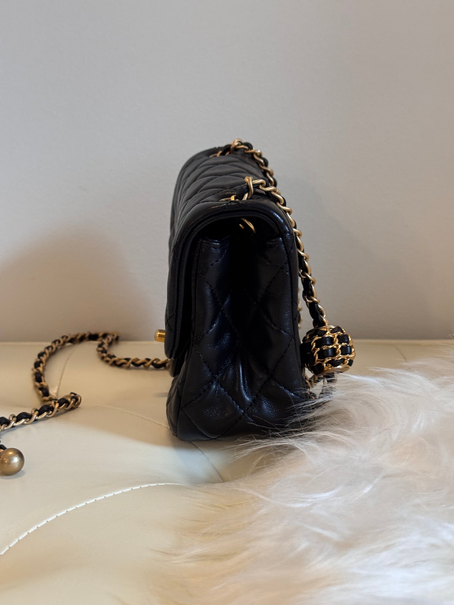 Chanel Black Lambskin Gold Chain Mini Flap