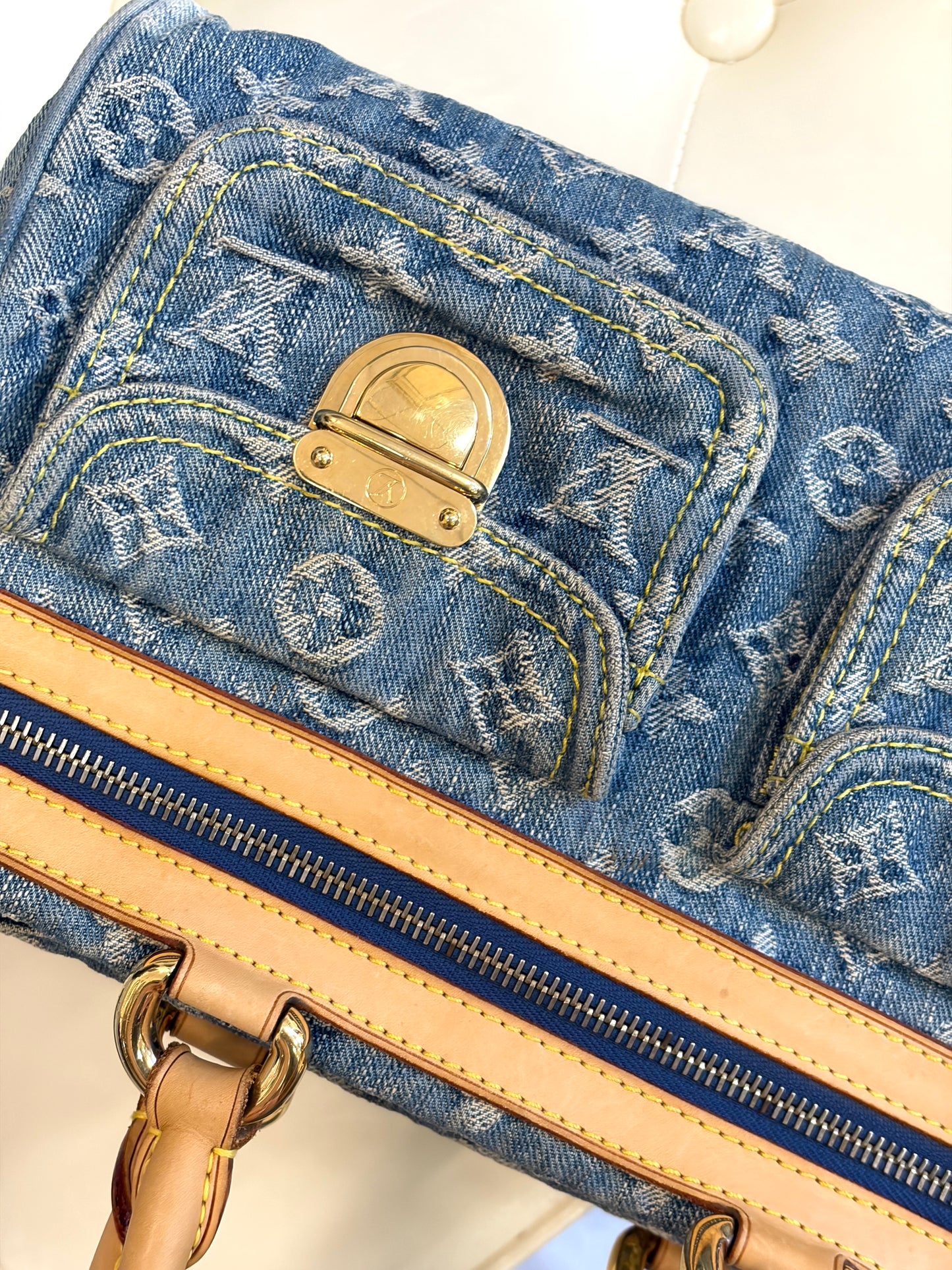 LV Vintage Blue Denim Tote