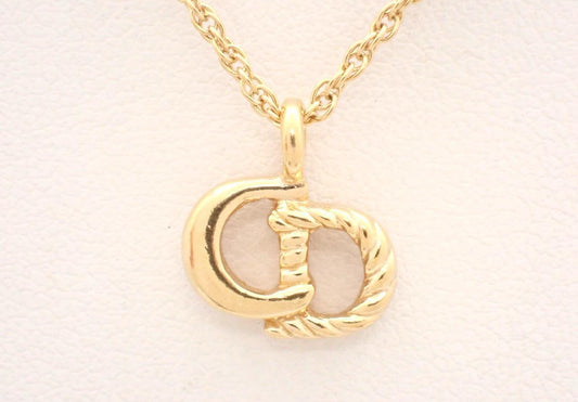 Vintage Dior Gold CD Logo Pendant Necklace
