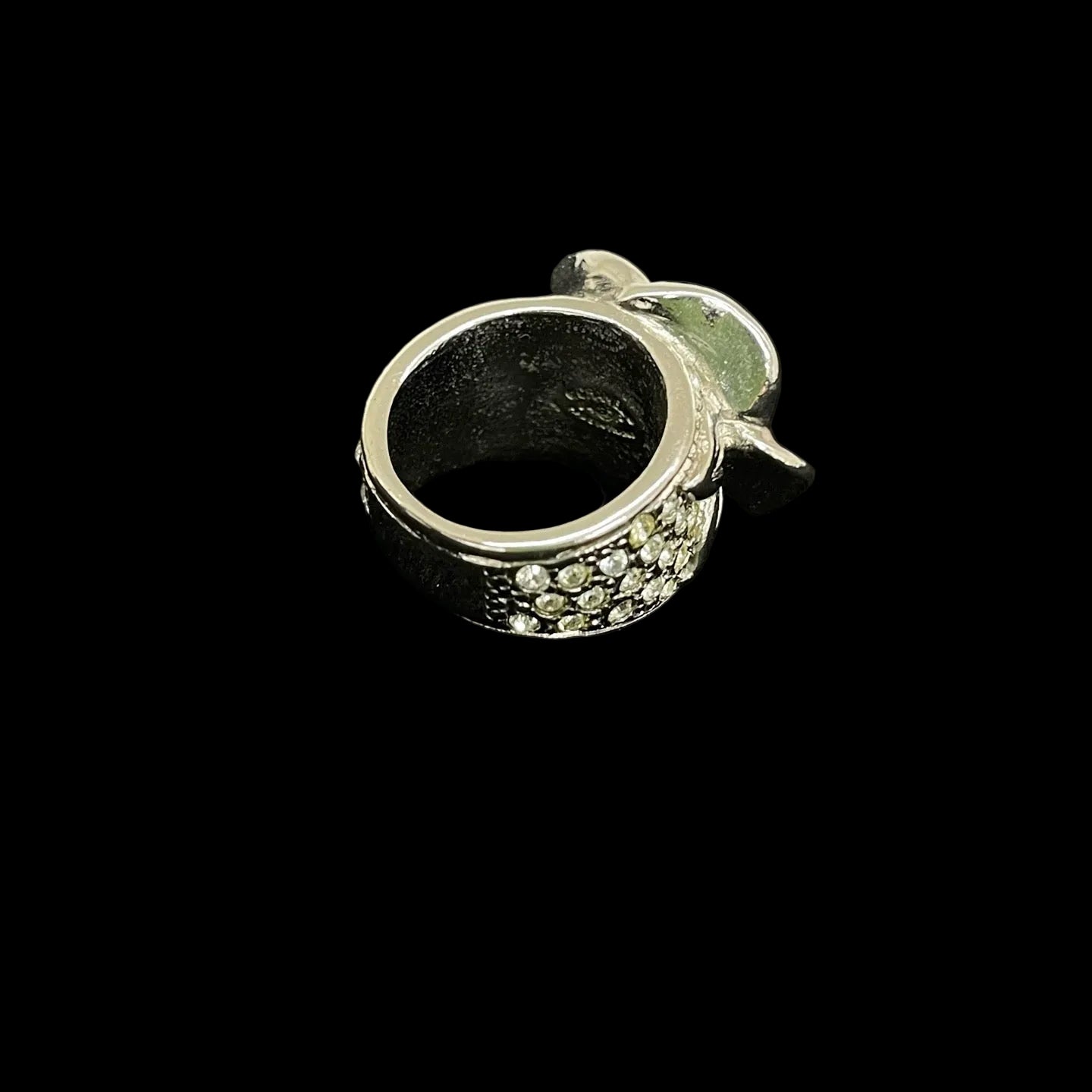 Chanel 2004 “Dark Rider” Crystal-Pavé Black Enamel Horse Statement Ring
