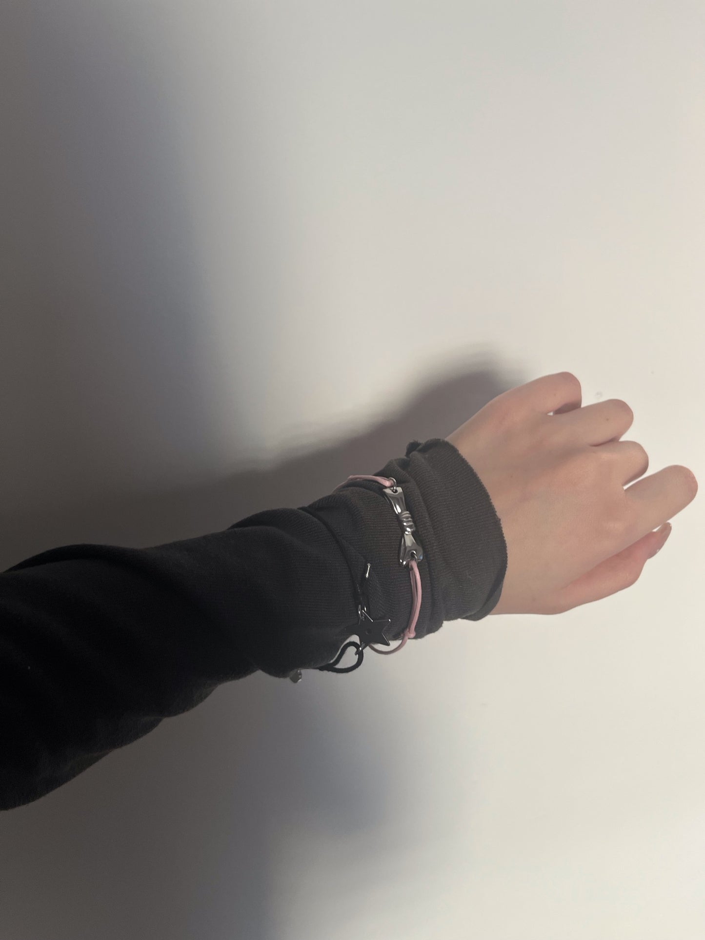 Dior Adjustable Cord Bracelet Set – Black Star & Pink Hand Charm