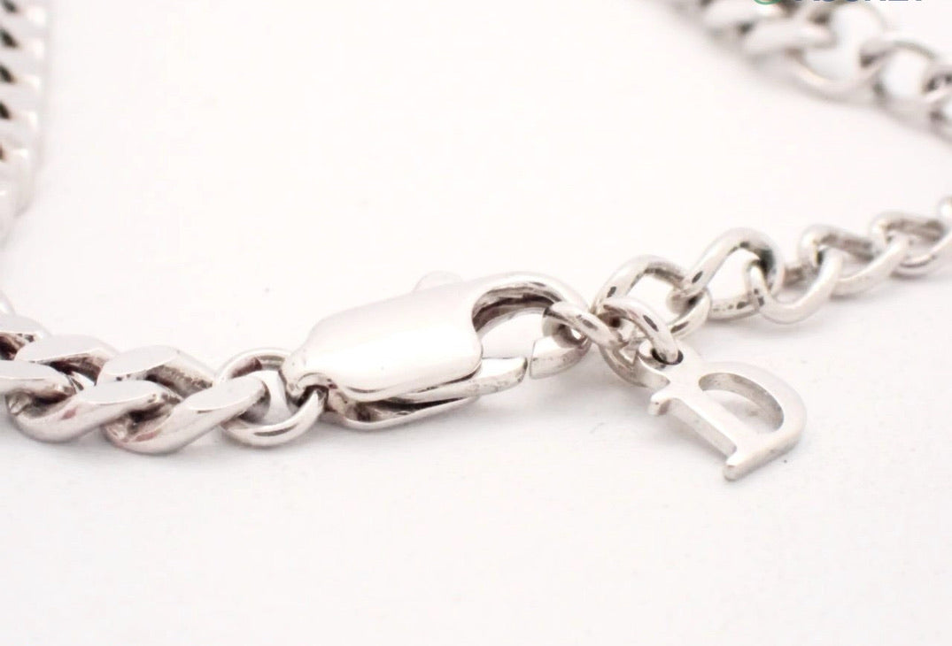Dior Vintage Silver Logo ID Bracelet with CD Charms
