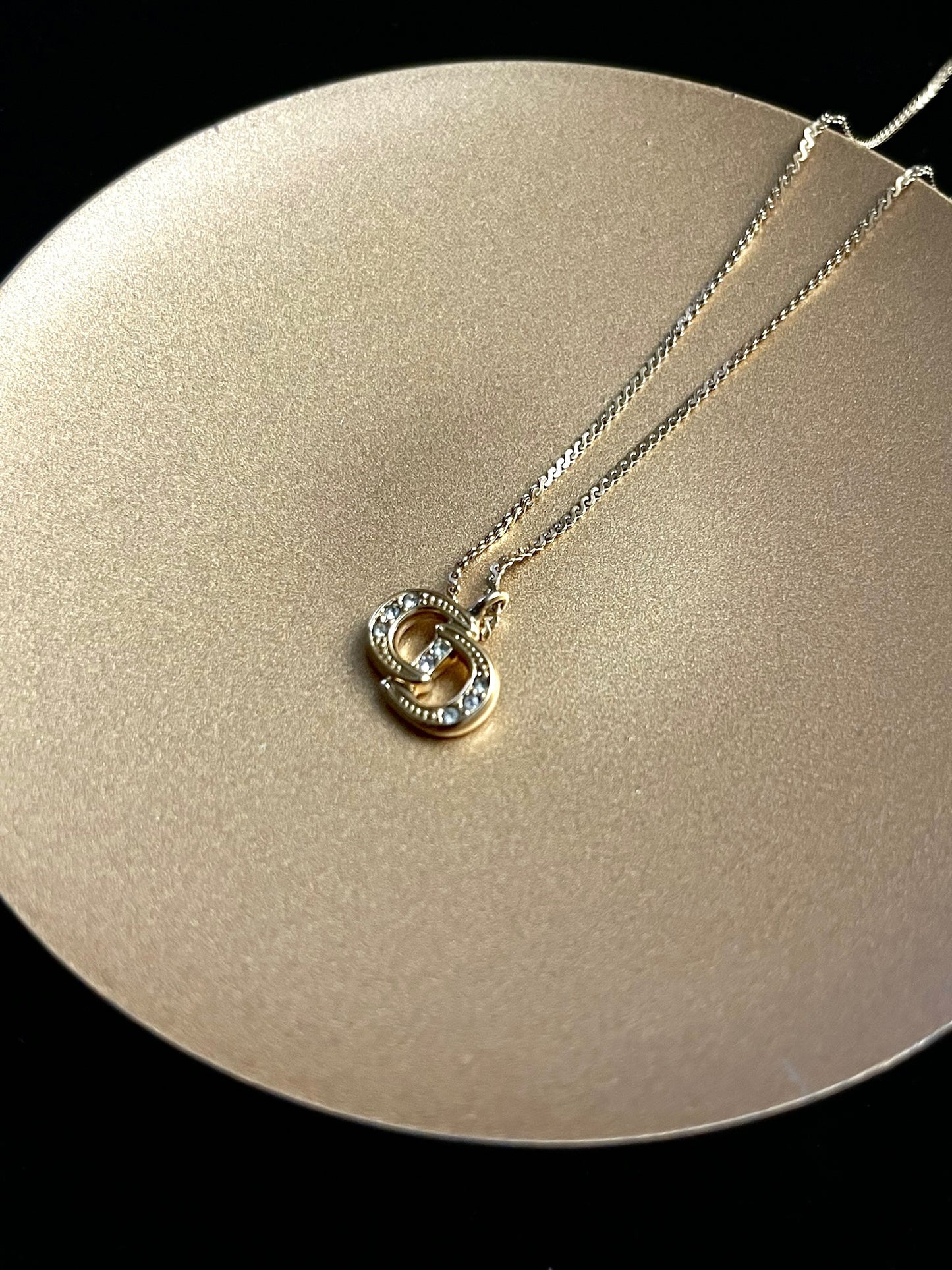 Dior Vintage Gold-Tone Classic CD Crystal Necklace