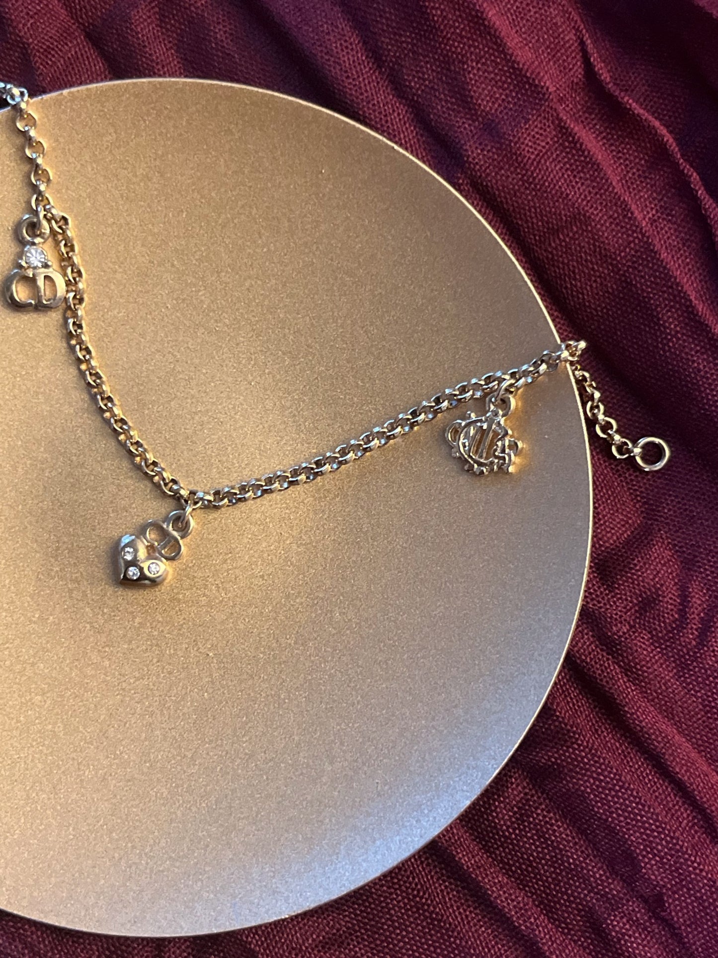 Dior CD Heart Charm Chain Bracelet