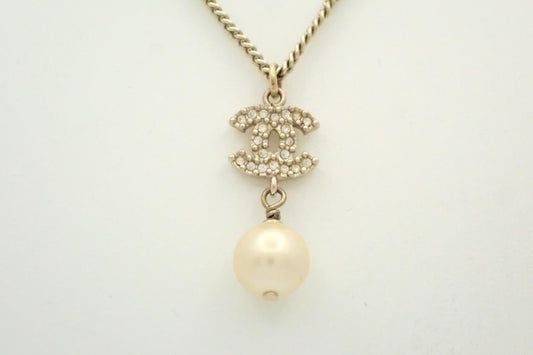 Chanel 2012 Crystal CC Pearl Drop Necklace