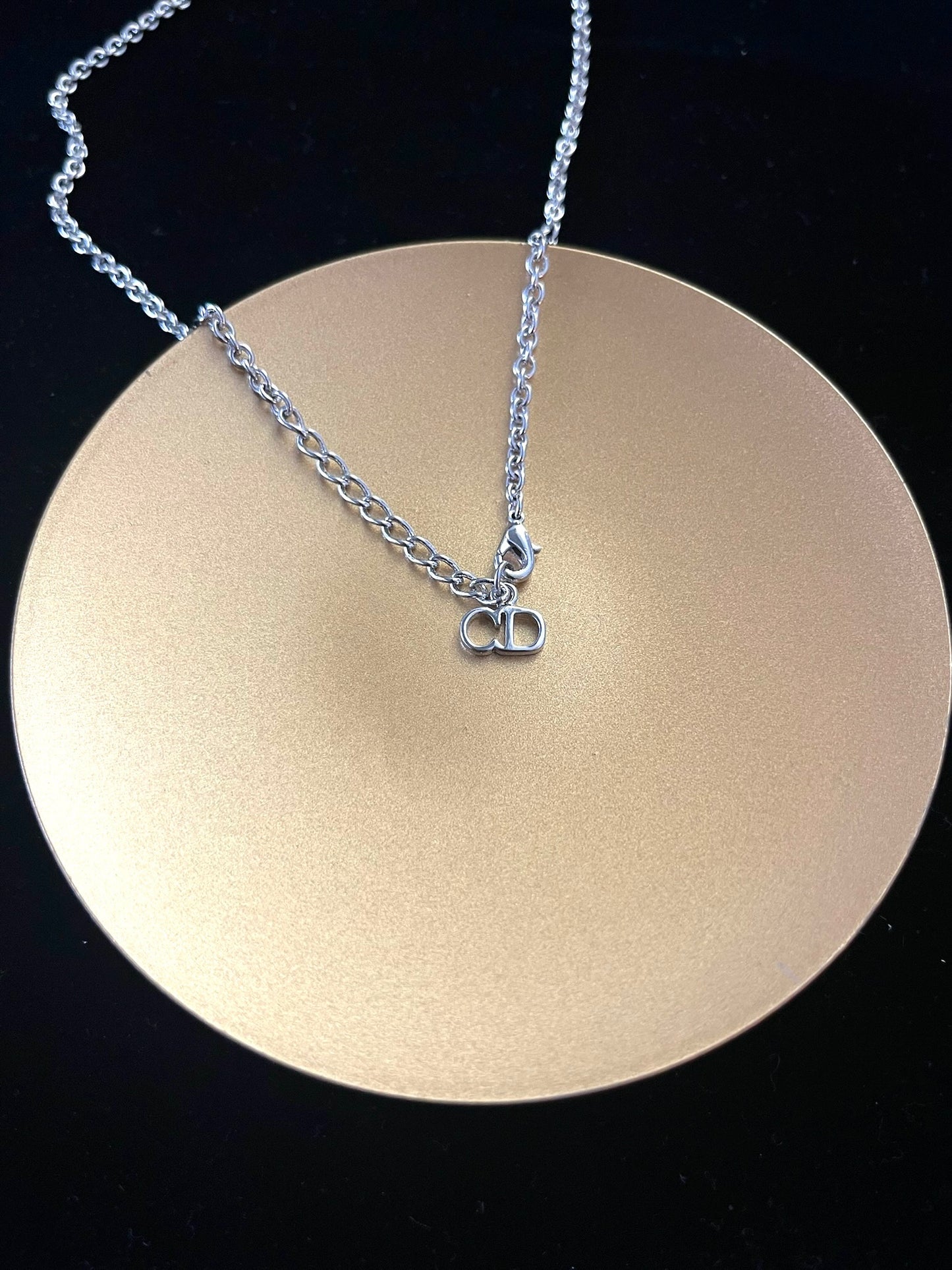 Vintage Dior D Logo Crystal Choker (Silver Tone)